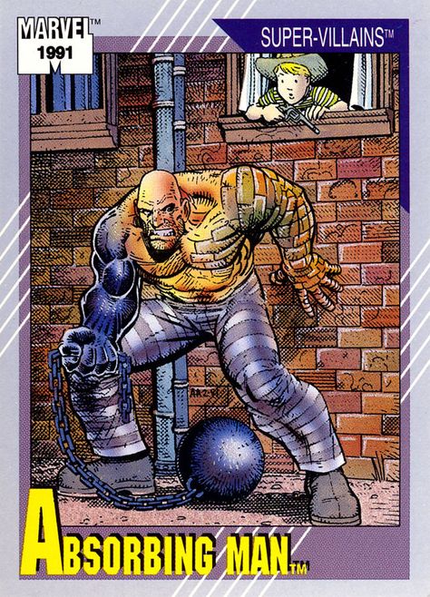 Absorbing Man, Marvel Cards, Comic Villains, Marvel Villains, Marvel Posters, Marvel Comic Books, Marvel Entertainment, Marvel Series, Marvel Comics Art