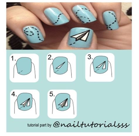 Paper airplane Paper Airplane Nail Art, Paper Airplane Nails, Airplane Nails, Cute Airplane, Flamingo Nails, Kids Nail Designs, Pastel Nails Designs, Finger Nail Art, Minimalist Nail Art