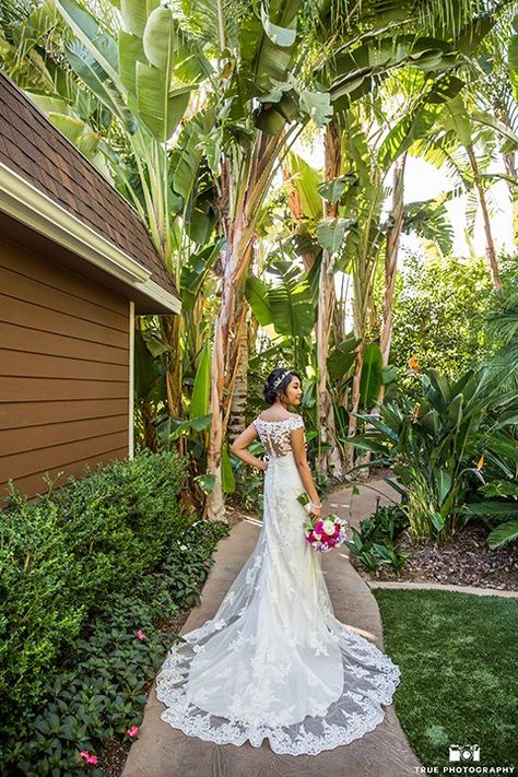 Navy and Purple San Diego Garden Wedding Blue And Purple Orchid Wedding, Uc Berkeley Botanical Garden Wedding, Blue And Purple Orchid Bouquet, Purple Long Dress, Purple Color Schemes, Purple Wedding Theme, Purple Garden, Bright Florals, Garden Wedding Venue