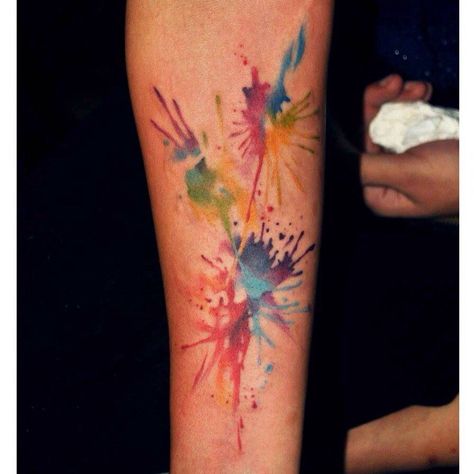 Splat Tattoo, Paint Splatter Tattoo, Splatter Tattoo, Adventure Tattoo, 13 Tattoos, Watercolor Tattoos, Cool Tattoos For Guys, Painting Tattoo, Old Tattoos