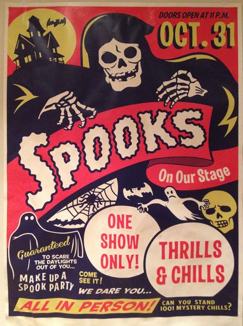 Spook show Classic Halloween, Horror Posters, Cats Artists, Horror Show, Halloween 2018, Horror Comics, Vintage Horror, Word Tattoos, Classic Horror