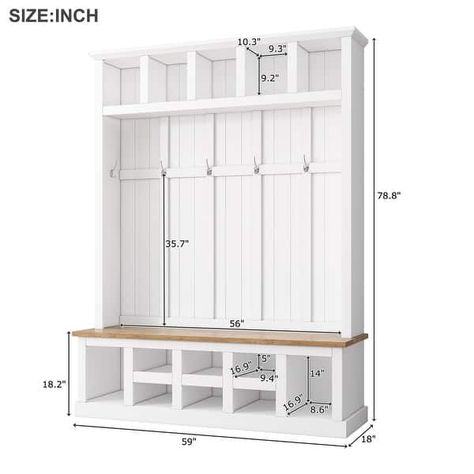 Entryway Bench w/ Coat Rack, Hall Tree Hallway Organizer Shoe Cabinet - Bed Bath & Beyond - 40906675 Storage Seating Bench, Functional Entryway, Storage Seating, Hallway Organization, Hall Tree Bench, Seating Bench, Shoe Cabinet Entryway, Entryway Hall Tree, Hall Tree With Storage