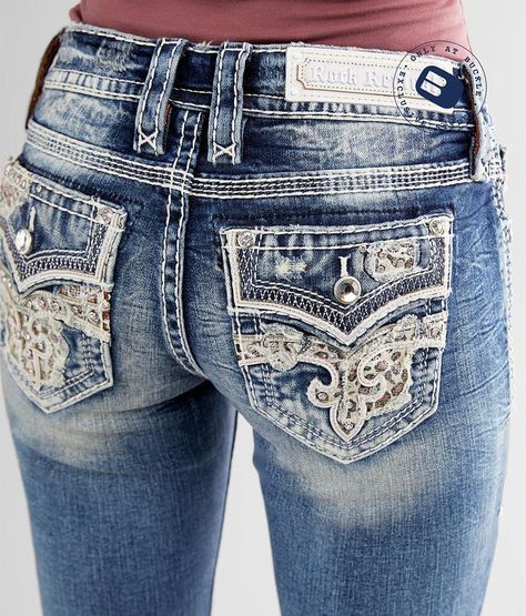 Rock Revival Celinda Straight Stretch Cuffed Jean - Women's Jeans in Celinda CJ253 | Buckle Rock Revival Jeans Women, Country Jeans, Bedazzled Jeans, Designer Jeans For Women, Bling Jeans, Cute Country Outfits, Country Girls Outfits, Patterned Jeans, Stylish Jeans