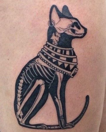 53 Cat Tattoos That Are Purrfect Handpoke Tattoo, Skeleton Tattoos, Geniale Tattoos, Symbol Tattoos, 캐릭터 드로잉, Trendy Tattoos, Foot Tattoos, Skin Art, Sphynx