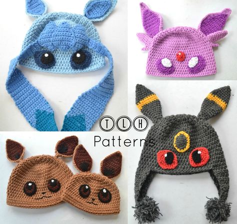 I have added a new collection of Pokemon inspired hats to my pattern store . Presently I have 4 eeveelutions - Eevee, Galceon, Umbreon... Crochet Pokemon Hat Pattern, Gengar Beanie Crochet, Pokemon Hats Crochet, Eevee Hat Crochet Pattern, Eevee Crochet Hat Pattern Free, Eevee Crochet Hat, Snorlax Crochet Hat, Crochet Pokemon Hat Pattern Free, Pokemon Beanie Crochet