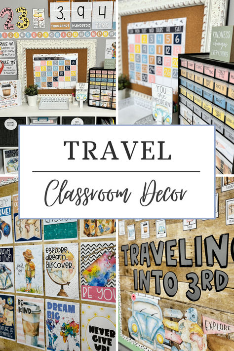 Looking for a travel, adventure or outdoor class decor theme? This classroom décor bundle will go perfectly in a travel, adventure, outdoor, or exploration themed classroom. I love that the color scheme isn't too bright and can match other styles (wood backgrounds, etc.). There are a ton of printable and editable decor pieces in this bundle to help make your classroom more beautiful. Adventure Awaits Classroom Theme, Travel Classroom Decor, Travel Classroom, Reading Nook Classroom, Multicultural Classroom, Travel Theme Classroom, Elementary Classroom Themes, Classroom Organization Elementary, Teacher Door Signs