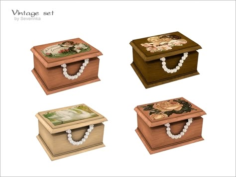 Wooden casket with vintage picture Found in TSR Category 'Sims 4 Clutter' Sims 4 Music Box Cc, Sims 4 Jewelry Decor, Sims 4 Vintage, Sims 4 Decades Challenge, Furniture Cc, Sims 4 Clutter, Play Sims, Sims 4 Cc Folder, Sims 4 House Design