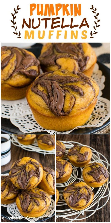 Pumpkin Nutella Bread, Pumpkin Nutella Muffins, Nutella Muffins Recipes, Nutella Baking Recipes, Autumn Muffin Recipes, Nutella Breakfast Recipes, Nutella Muffin, Nutella Recipes Easy, Nutella Muffins