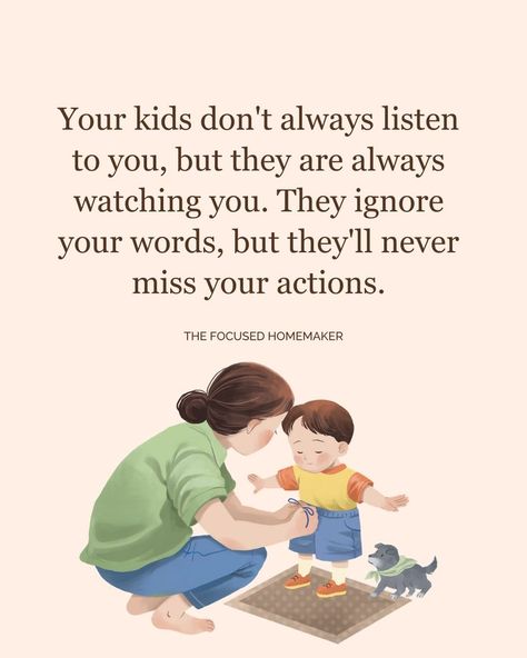 Kids might not listen to our words, but they're always watching our actions. Be the example you want them to follow. Funny Encouragement, Toddler Behavior, Always Watching, Positive Parenting Solutions, Parenting Discipline, Train Up A Child, Parenting Knowledge, Parenting Solutions, Parenting Done Right