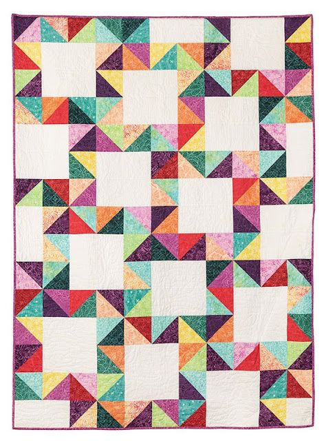 Busy Hands Quilts: Falling Stars Twin Quilt Kit in Freshly Picked Batiks! Falling Stars Quilt Pattern, Falling Star Quilt Pattern, Small Quilt Patterns, Funky Quilts, Scrappy Quilting, Stars Quilt Pattern, Quilt Diy, Half Square Triangle Quilts Pattern, Triangle Quilt Pattern