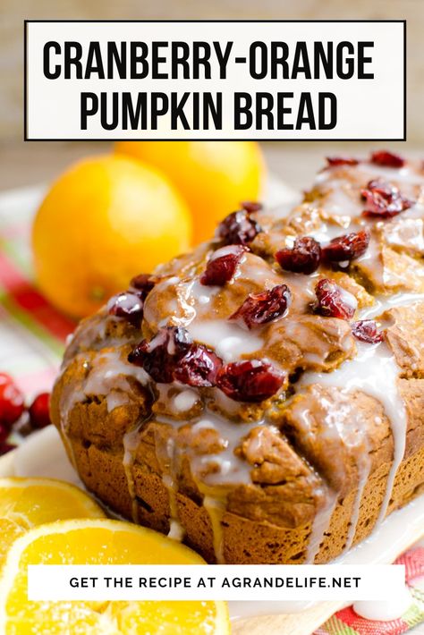 Cranberry-Orange Pumpkin Bread combines your favorite pumpkin-spiced pumpkin bread with a tart cranberry surprise! Orange Pumpkin Loaf, Pumpkin Cranberry Orange Bread, Pumpkin Cranberry Loaf, Cranberry Pecan Pumpkin Bread Recipe, Cranberry Pecan Pumpkin Bread, Cranberry Pumpkin Bread Recipe, Pumpkin Orange Bread, Pumpkin Cranberry Bread Recipes, Cranberry Pumpkin Bread