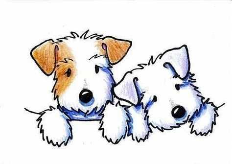 You two TROUBLE Dog And Cat Together Drawing, 강아지 그림, 수채화 그림, Two Dogs, Dog Illustration, Fox Terrier, Dog Drawing, Dog Paintings, Cartoon Dog