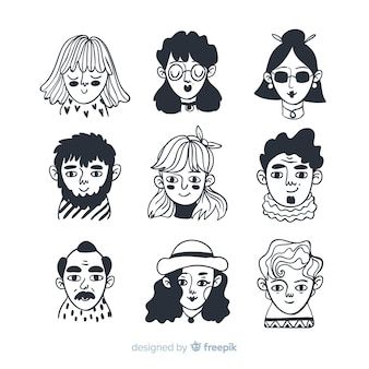 Free Vector | Free vector hand drawn girls avatar pack Drawn Girls, People Avatar, Doodle People, Doodle Sketch, Vector Hand, I Am Game, Vector Photo, Girl Drawing, Character Illustration