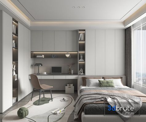 Children's room 26 3d model Buy Download 3dbrute Children Room Design Modern, Teenager Room Design, Teenager Boy Room, Modern Children Bedroom, Children Bedroom Design, Teenagers Bedroom, Teenager Bedroom Design, Small Kids Bedroom, Home Study Rooms