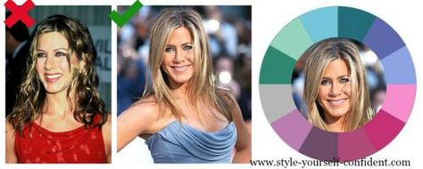 Jennifer Aniston wearing harsh colors before she found her Summer 'look'  #Jennifer Aniston #Summer coloring #color analysis   http://www.style-yourself-confident.com/seasonal-color-analysis-summer.html Jennifer Aniston Color Palette, Warm Spring Palette, Color Analysis Summer, Jeniffer Aniston, Soft Summer Palette, Summer Coloring, Jenifer Aniston, Summer Palette, English Country Garden