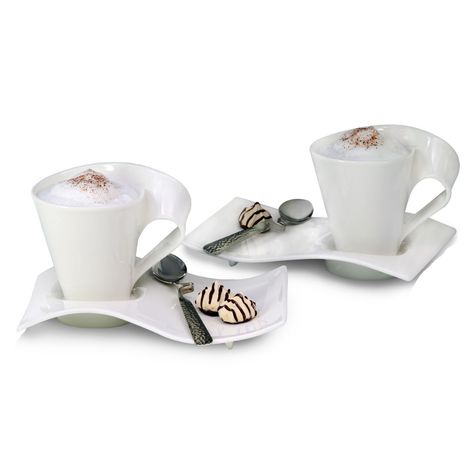 Villeroy and Boch New Wave Caffe Coffee for Two Set Villeroy Boch New Wave, Coffee Mug Sets, Porcelain Mugs, Xiamen, Spoon Set, White Coffee, Coffee Set, Villeroy & Boch, China Porcelain