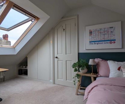 Small Loft Conversion, Under Eaves Storage, Loft Conversion Bedroom, Bedroom Ikea, Attic Bedroom Storage, Eaves Storage, Paint Decor, Ikea Pax Wardrobe, Small Loft