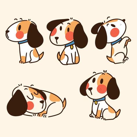 Cartoon Beagle Drawing, Cute Dog Character Design, Beagle Character Design, Beagle Illustration Cute, Cute Beagle Drawing, Dog Cute Illustration, Cartoon Dogs Character Design, Beagle Dog Drawing, Dog Character Illustration