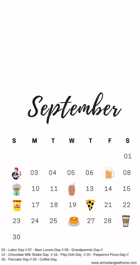 In an instagram world, whats better than celebrating all the national holidays. Download this free September National Holidays Calendar here for your lock screen, desktop wallpaper, or print one out to use! https://www.arinsolangeathome.com #nationalholiday #printablecalendar September National Days, National Days In September, National Holiday Calendar, Santa Craft, Blogger Ideas, Holidays Calendar, Phone Lock Screen, National Day Calendar, Future Planning