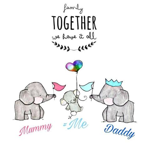 Elephant Family Drawing, Baby Elephant Drawing, Baby Poems, Family Love Quotes, Pregnancy Congratulations, Family Quotes Inspirational, Elephant Images, Elephant Illustration, Baby Elephants