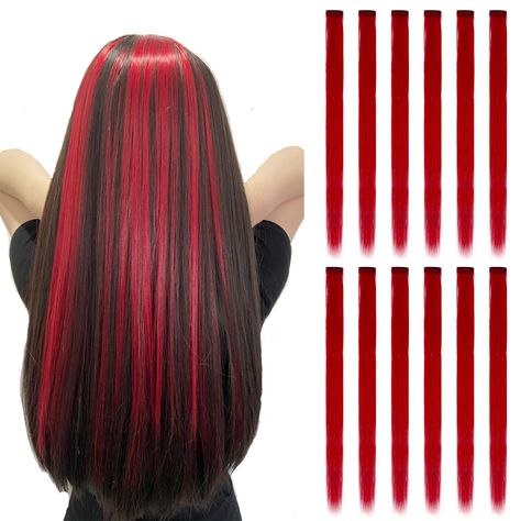 Red Hair Extensions Clip In, Colored Red Hair, Red Hair Spray, Rainbow Hair Extensions, Fake Hair Extensions, Hair Extensions Straight, Red Hair Extensions, Red Ombre Hair, Hair Extensions For Short Hair