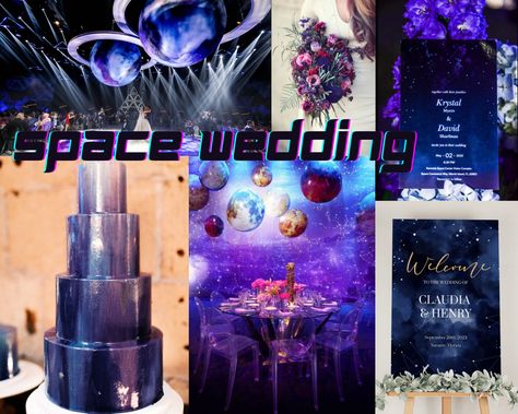 Looking for a unique wedding theme? Consider welcoming your guests to an out of this world experience. On this wedding inspo board, you can find ideas to incorporate galactic beauty into your wedding day.🪐✨ Alien Wedding, Galaxy Wedding, Company Portfolio, Themed Weddings, Space Wedding, Inspo Board, Themed Wedding, Retro Chic, Wedding Themes