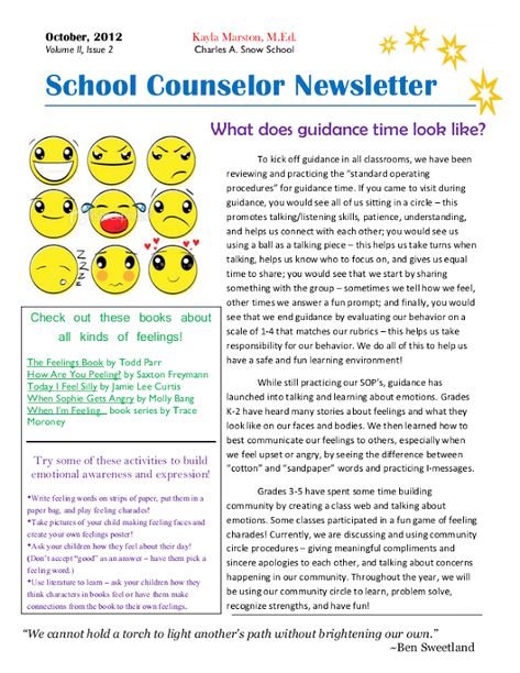 School Counselor Newsletter, School Counselor Lesson Plans, Counseling Organization, Middle School Counselor, School Counselor Resources, Psychologist Office, School Counseling Office, Guidance Counselor, Newsletter Ideas