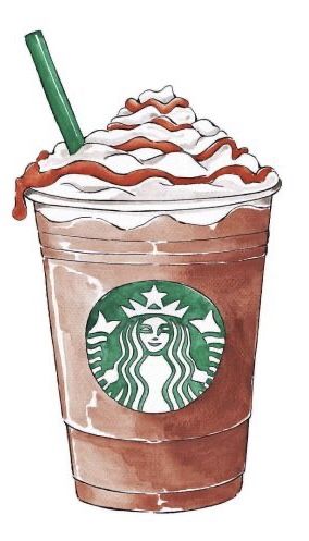 Starbucks Drawing, Frappuccino Starbucks, Starbucks Wallpaper, Starbucks Art, Café Starbucks, Caramel Frappuccino, Coffee Drawing, Starbucks Frappuccino, Starbucks Drink