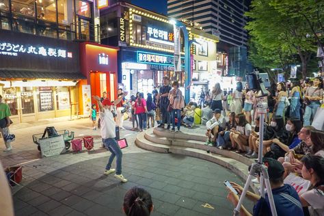 What to do in Hongdae Seoul • All You Need to Know About Hongdae Seoul Hongdae, Hongdae Seoul, Best Bucket List, Dance Kpop, Korea Travel, Night Market, South Korea, Seoul, Need To Know