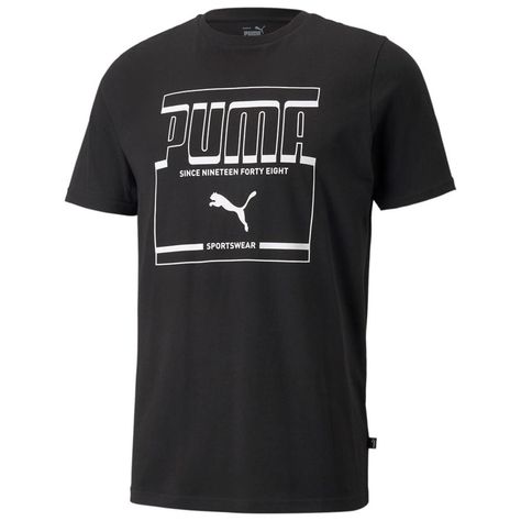 PUMA Graphic Tee - Black Si Logo, Puma Tshirt, Tshirt Men, Black Puma, Trendy Tee, T Shirt Men, Shirt Men, Casual T Shirts, Blue Man