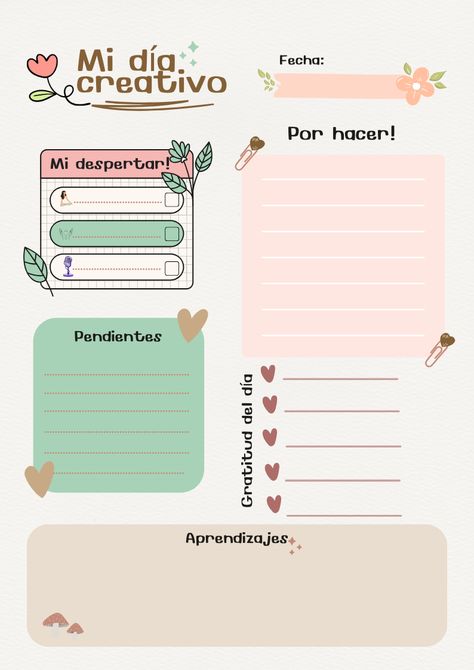 Planificador diario🖍 Escribe a colores como quieres que sea tu día🖍 #diario#planificador#organiza#crea#motivacion#exito Journaling Ideas