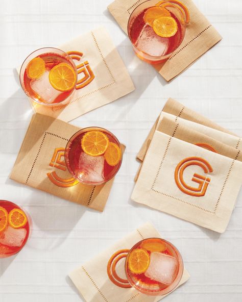 Orange Wedding Colors, Spritz Cocktail, Summer Cocktail Party, Wedding Drinks, Tiki Drinks, Ceremony Design, Lake Como Wedding, Summer Cocktail Recipes, Custom Napkins