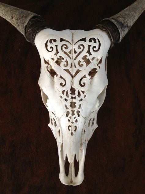 Hand Carved Cow Skull Animal Skull Decor, Deer Skull Art, Painted Cow Skulls, Cow Skull Decor, Cow Skull Art, Long Horns, Antler Design, Buffalo Skull, Antler Art