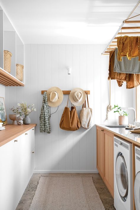 Laundry storage made simple! From stylish storage baskets to open shelving, racks, trolleys and more, these laundry storage ideas will have you sorted in no time. Laundry Storage Solutions, European Laundry, Laundry Design, Beach Bath, Grey Furniture, Laundry Storage, Laundry Room Organization, Laundry Room Design, Laundry In Bathroom