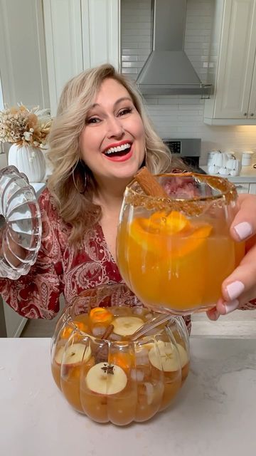 Jennifer Valentyne on Instagram: "Delicious Fall Punch 
or Punchkin as I like to call it 🎃

•Add Ice to a punch bowl
•8 cups of Apple Cider 
•1 cup of orange juice 
•2 cups of ginger ale or ginger beer 
•1 bottle of Prosecco (sparkling wine) 
•1 cup to 1 1/2 cups of vodka 
•2 star anise 
•2 cinnamon sticks 
•1 apple sliced (I used a honey crisp) 
•orange slices or floral orange ice cubes
Rim your glass in maple syrup, brown sugar and cinnamon 🍂

Let me know if you make it!
#pumpkinseason #autumn #fallideas #instagood" Orange Ice Cubes, Jennifer Valentyne, Fall Punch, Honey Crisp, Fall Drinks, Pumpkin Seasoning, Star Anise, Toilet Paper Roll, Ginger Ale