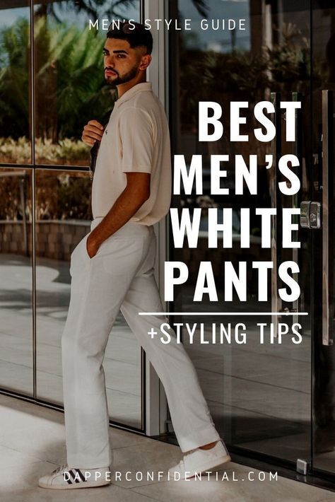 White pants are something man men steer away from, but there are many different styles to choose from. Read the article to find out about the basics of white pants styling and to discover some of the best-buy options available. Men’s White Pants, White Pants Men’s Outfit, Styling White Trousers, White Pants Outfit Men Casual, Mens White Pants Outfit, White Linen Pants Outfit Men, White Pants Men Outfit, White Trousers Outfit Men, White Jeans Outfit Men