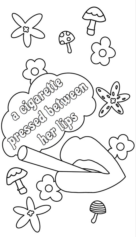 Sublime Drawing Easy, Trippy Coloring Pages Printable Easy, Coloring Pages Aesthetic Indie, Indie Coloring Pages, Aesthetic Coloring Pages Simple, Bad Princess, Tumblr Coloring Pages, Coloring Pages For Grown Ups, Adult Coloring Books Printables