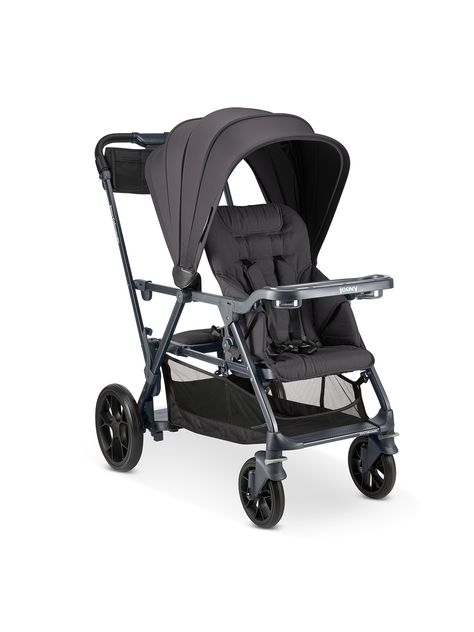 Life comes at you hard when you’re a parent, but with our Joovy Caboose RS Sit and Stand Stroller, you’re ready for anything. This luxury baby stroller is the world’s first to integrate a stand-on platform that can adapt to allow the fitting of a bassinet, making it the perfect stroller for little ones and excitable growing children.     For children up from 3 months to 55 lbs. Removable rear bench seat Integrated stand-on platform Included swing-open snack tray 5-point harness with shoulder pads Magnetic buckles on both seats for easy in and out Extra-large rear wheels – easier to turn and push Better, lighter, and more durable all-terrain wheels for a smoother ride Swivel and lockable front wheels 100% recycled fabric – over 60 water bottles were used to create each Caboose RS! Included Joovy Caboose, Luxury Baby Stroller, Tator Tots, Double Stroller, Parenting Organization, Double Strollers, Luxury Baby, Snack Tray, Baby Stroller