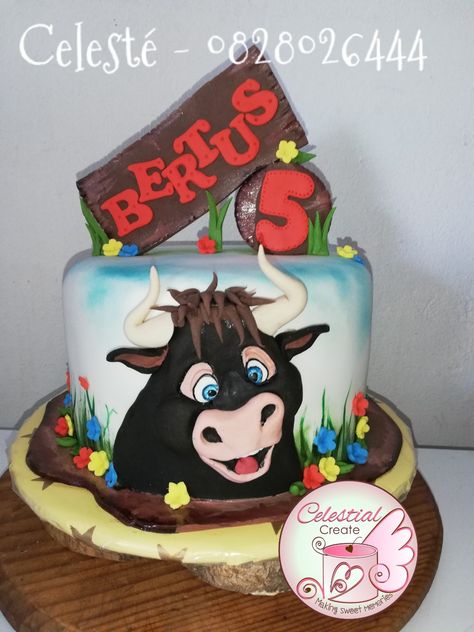 Ferdinand The Bull Cake, Ferdinand The Bull Party, Ferdinand Bull, Bull Cake, Ferdinand The Bull, Movie Cakes, Character Cakes, Cake Gallery, Disney Party