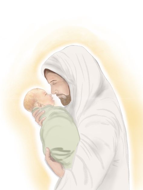 Angel Baby Art, Lds Artwork, In His Arms, Pictures Of Christ, Baby Loss, Lds Art, Jesus Christ Art, Christian Artwork, Baby Painting