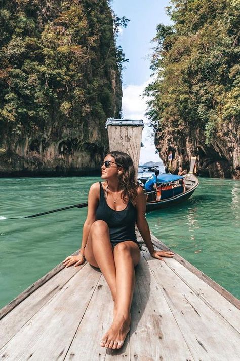 Aesthetic picture of Koh Hong, Krabi. Discover more photos of Sofía Pozuelo with On The Road Again Krabi Outfit, Influencer Travel, Thai Travel, Travel Influencer, Thailand Adventure, Thailand Photos, Summer Holiday Outfits, Krabi Thailand, Pool Towel