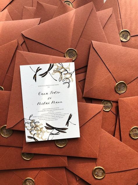 Spring Wedding Outfit, Bohemian Wedding Theme, Non Traditional Wedding Ring, Orange Wedding Invitations, Burnt Orange Weddings, Rusty Orange, Fall Bridal Shower, Handmade Envelopes, Orange Wedding