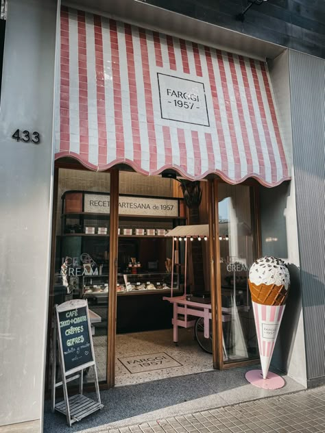 Ice cream Interior Ice Cream Shop, Paris Ice Cream Shop, Local Ice Cream Shop, Minimalist Ice Cream Shop, Ice Cream Store Exterior, French Ice Cream Shop, Coastal Ice Cream Shop, Old Ice Cream Shop, I’ve Cream Shop Aesthetic