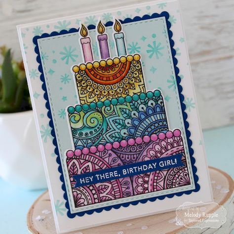 Mandala Card, Beautiful Birthday Card, Big Cake, Birthday Painting, Easy Mandala Drawing, Mandala Doodle, Birthday Card Drawing, Beautiful Birthday Cards, Birthday Card Craft