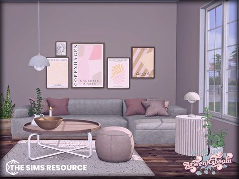 The Sims Resource - Blushy Living Room Sims 4, Pink Couch, The Sims 4 Skin, Sims 4 House Design, Sims 4 Cc Packs, Sims 4 Cc Furniture, Sims 4 Houses, Sims House, Sims Mods