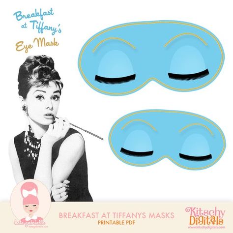 Christmas Morning Breakfast Crockpot, Audrey Hepburn Sleep Mask, Tiffanys Party Ideas, Breakfast At Tiffanys Party Ideas, Eye Sleep Mask, Printable Mask, Tiffany Party, Breakfast Oatmeal Recipes, Healthy Breakfast Muffins