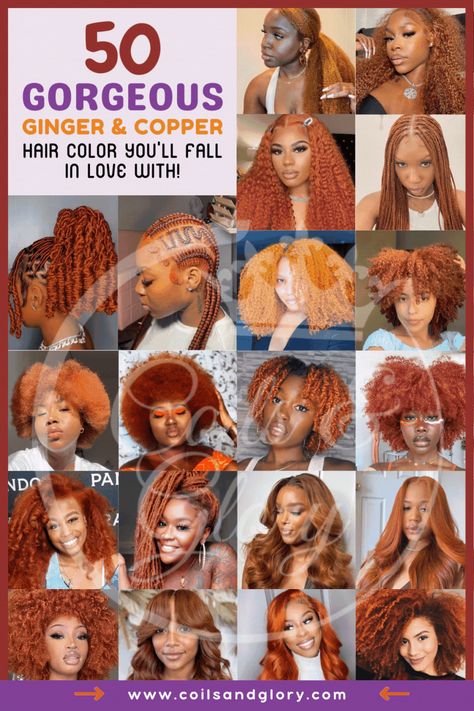 50 Ginger and Copper Hair Color Ideas on Black Women that Pops in Any Season - Coils and Glory Fall Colors 2023 Hair, Loc Tip Color Ideas Black Women, Copper Hair Natural Black Women, Black Woman Fall Hairstyles, Copper Red Locs Black Women, Fall Hair Colors For Black Women Locs, Fall Hair Colors On Black Women, Fall Natural Hair Color For Black Women, Loc Dye Ideas Dark Skin