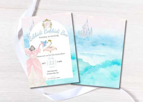 Cinderella Birthday Invitation, Birthday Invitation Princess, Princess Watercolor, Cinderella Invitations, Fairytale Birthday, Two Birthday, Two Princess, Watercolor Monogram, Cinderella Birthday