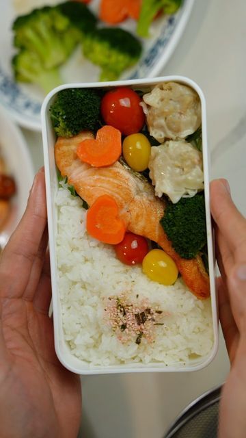 Shrimp Bento, Salmon Bento, Salmon Lunch, Making Lunch, Box Baby, Box Lunch, Bento Box Lunch, Bento Box, Lunch Box