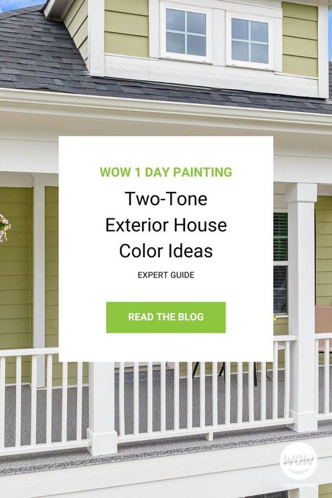 Everything is in the details, and if your home’s got them, you should flaunt them! That’s when the two-tone exterior color scheme comes in. Not every home is so lucky to have architectural details like overhangs, siding, raised split-levels or gables but if you do, you can really make them pop. Painting your house exterior two tones can give your home a modern feel or a more traditional look depending on the architecture and your neighborhood. Two Tone Exterior House Colors, Two Tone Exterior, Split Level Exterior, Pop Painting, Exterior Siding Colors, Tips For Painting, Paint Your House, Siding Colors, Exterior Color Schemes